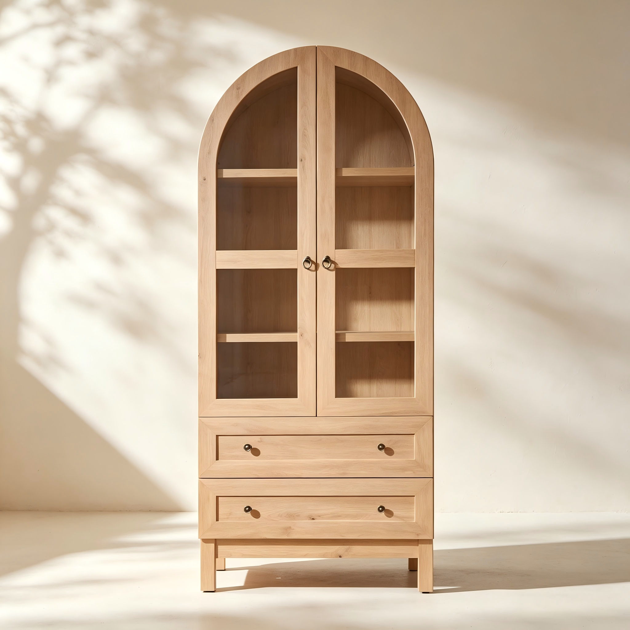 Arched Glass Display Cabinet with Drawers for custom dining room furniture collections