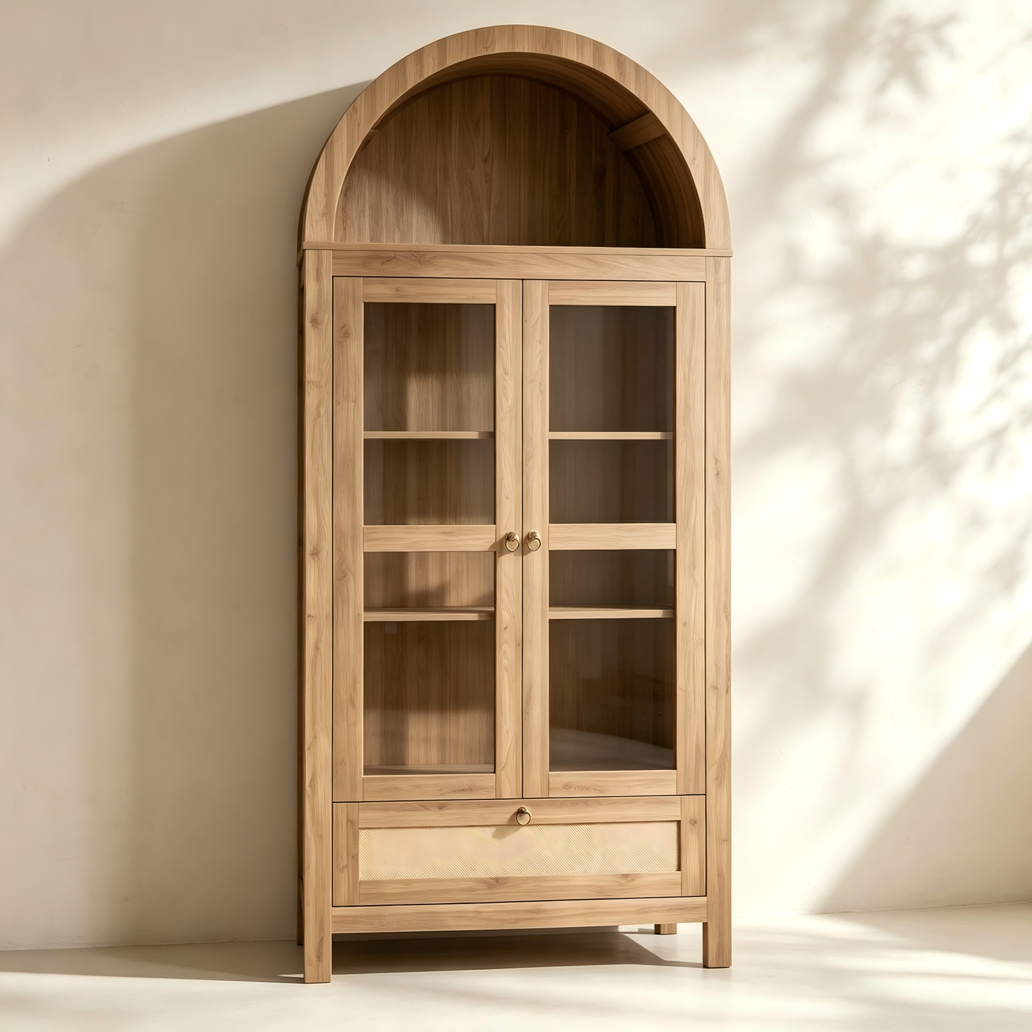Tall Arched Glass Display Cabinet for custom dining room furniture collections