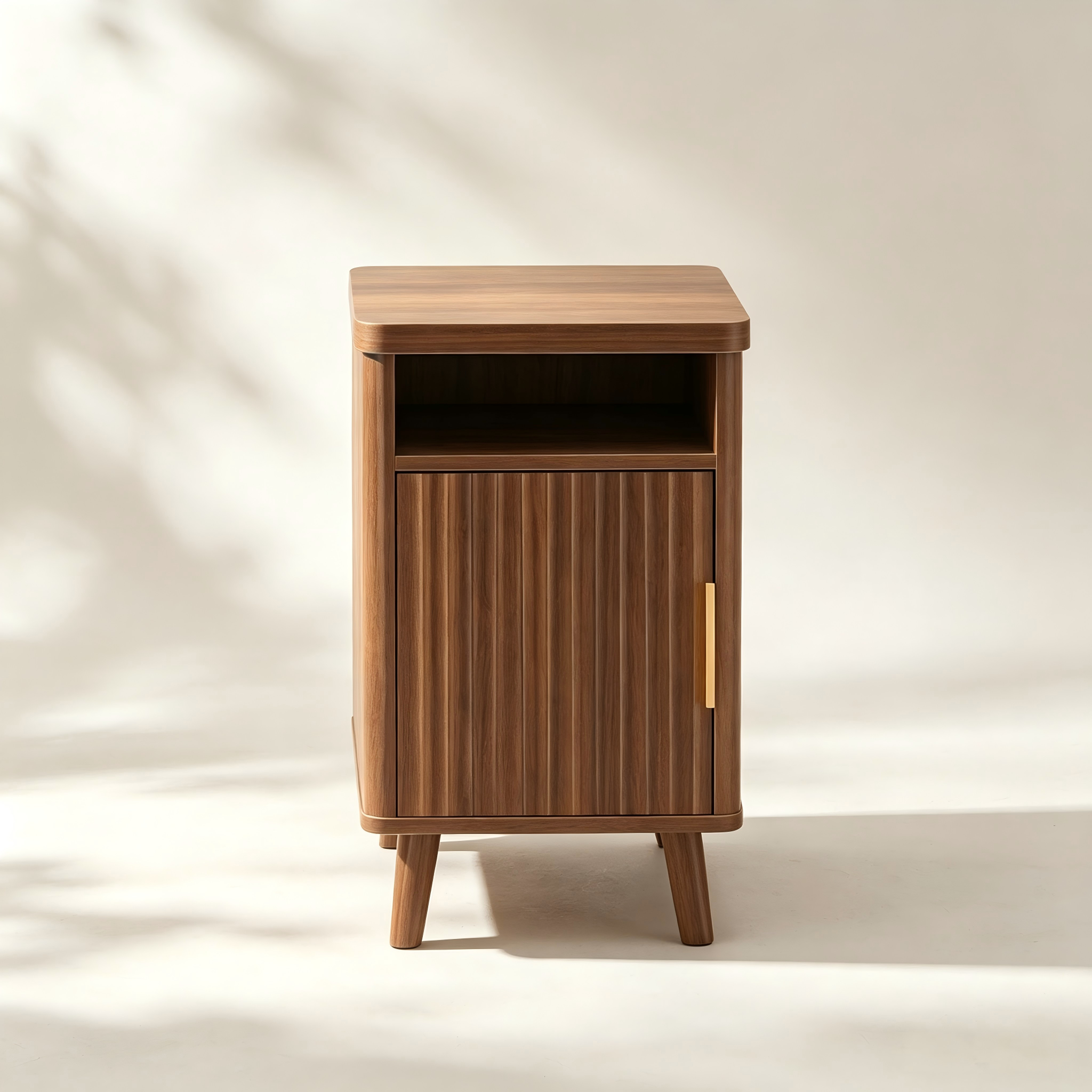 Black Fluted Side Table with Open Shelf thumbnail view 2