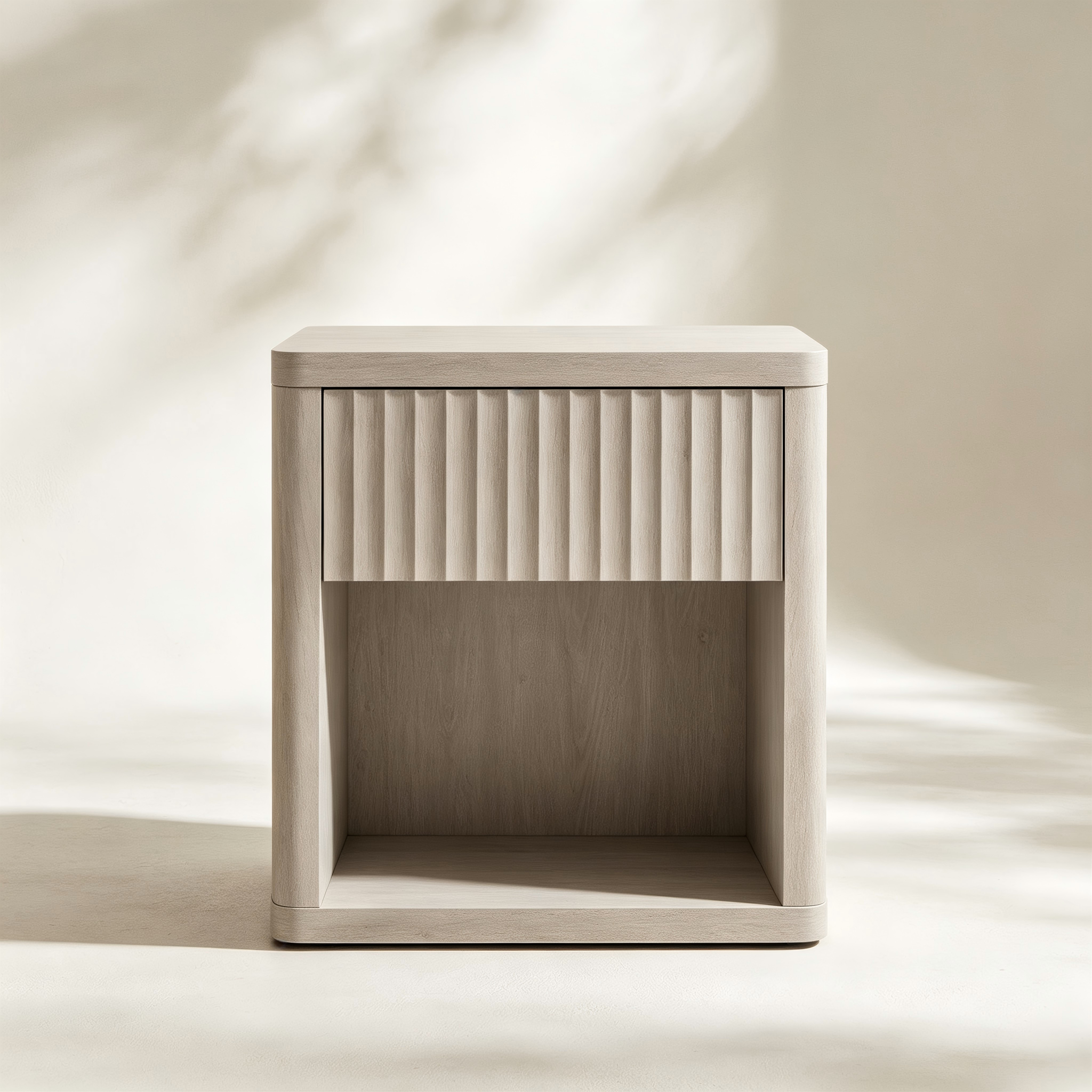 Fluted Side Table with Open Shelf thumbnail view 1