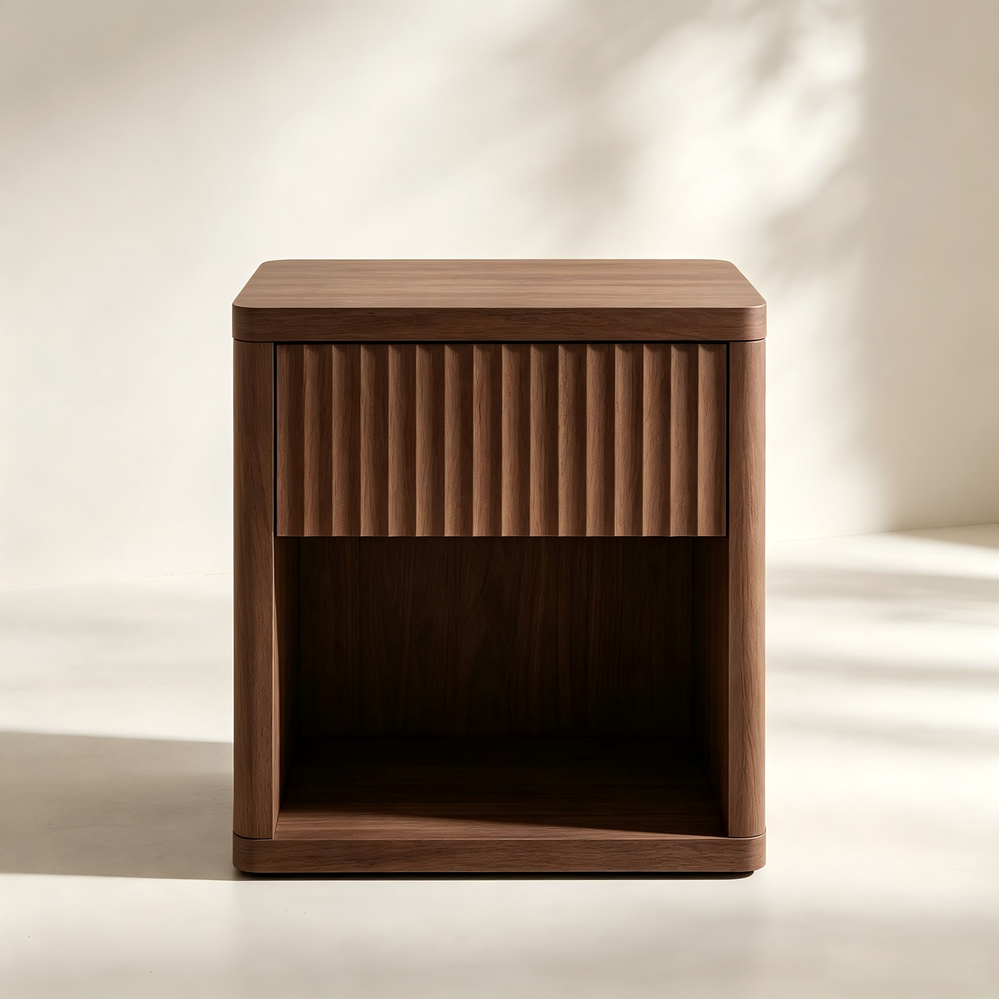 Fluted Side Table with Open Shelf thumbnail view 2