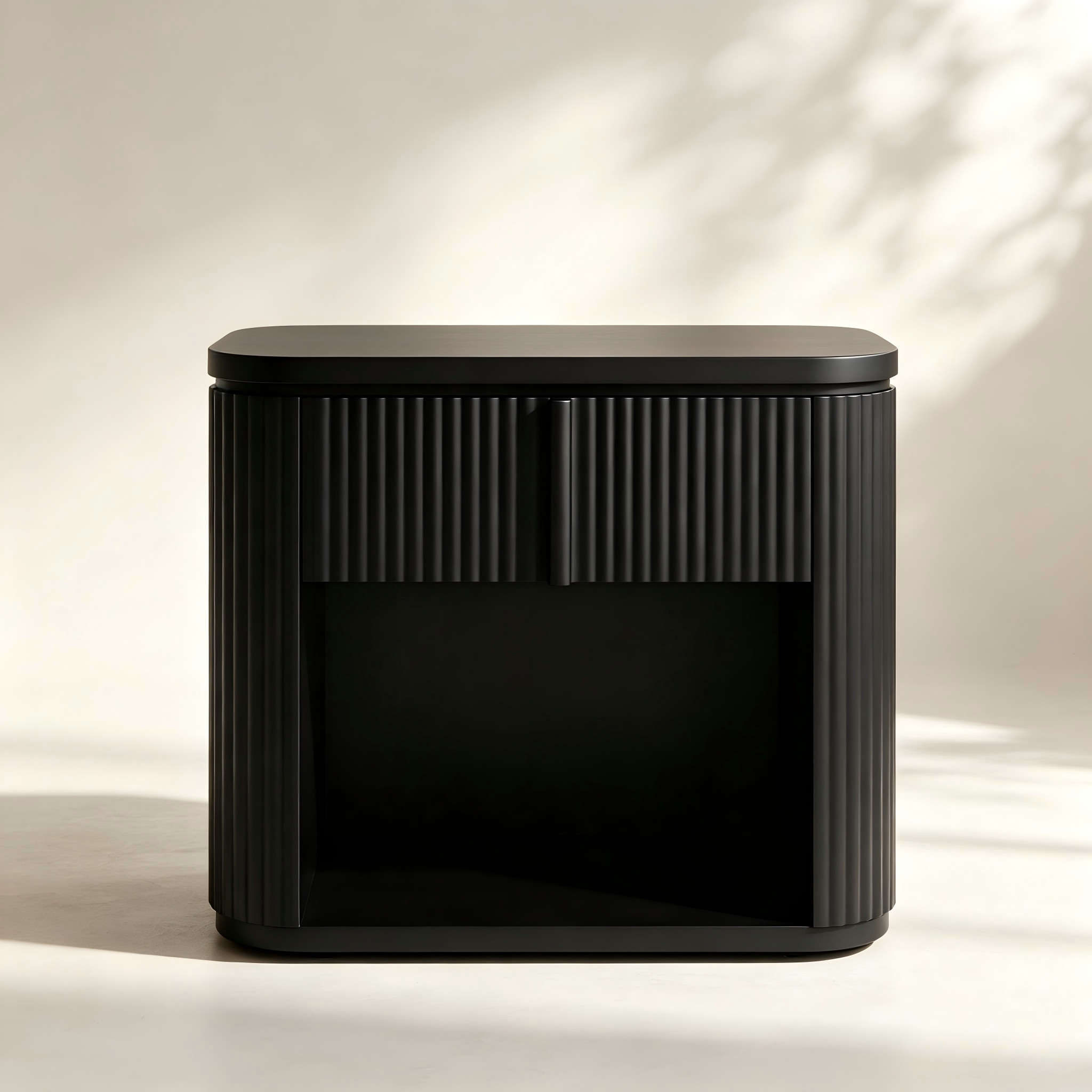 Curved Fluted Side Table with Open Shelf thumbnail view 3
