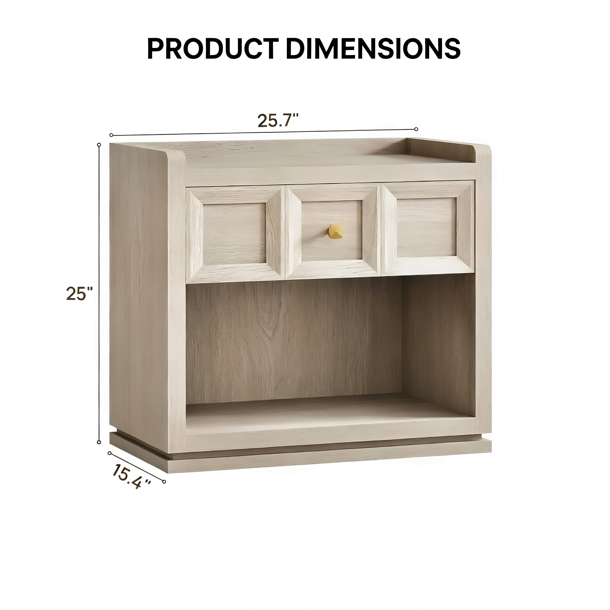 ST006 Single-Drawer Side Table with Open Shelf product dimensions