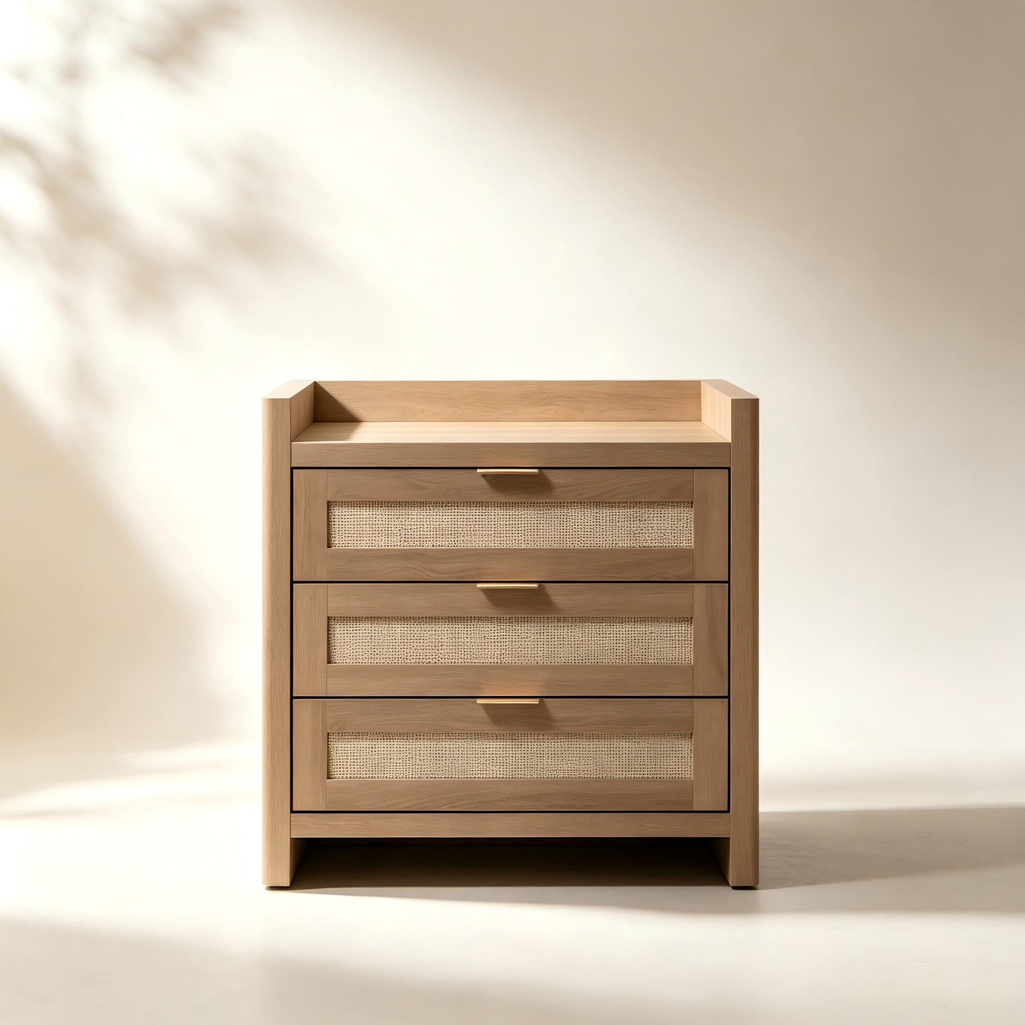 Three-Drawer Wood Side Table thumbnail view 1