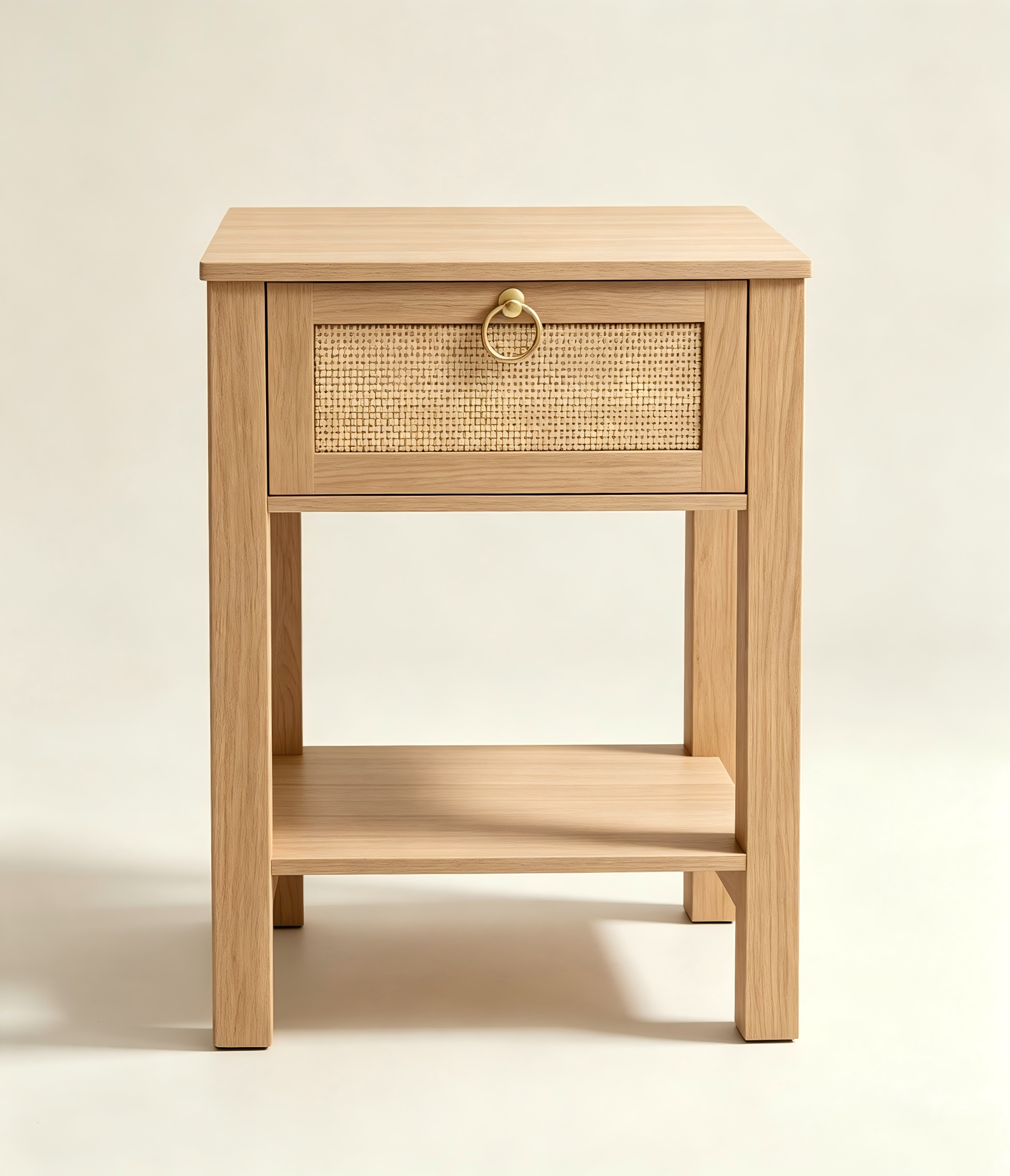 Cane-Front Side Table with Lower Shelf thumbnail view 1