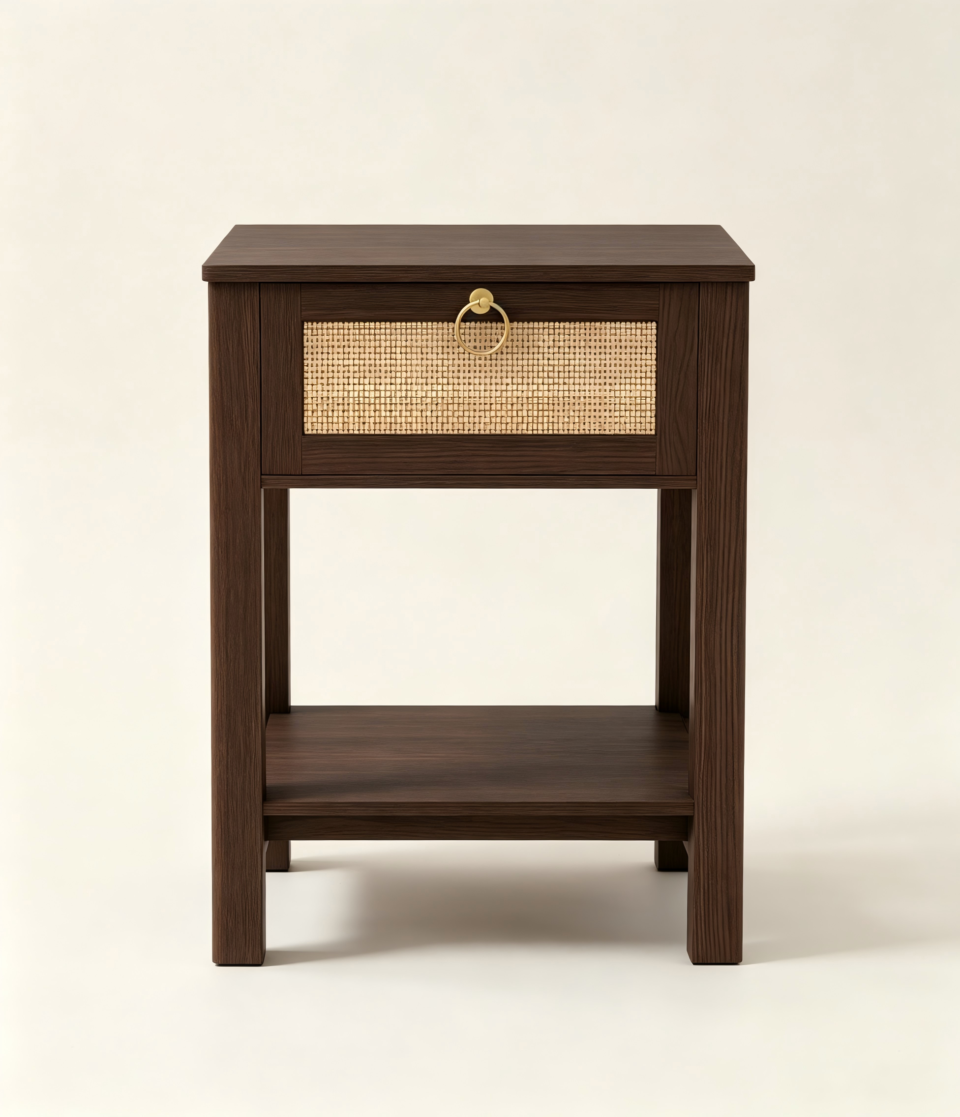 Cane-Front Side Table with Lower Shelf thumbnail view 2