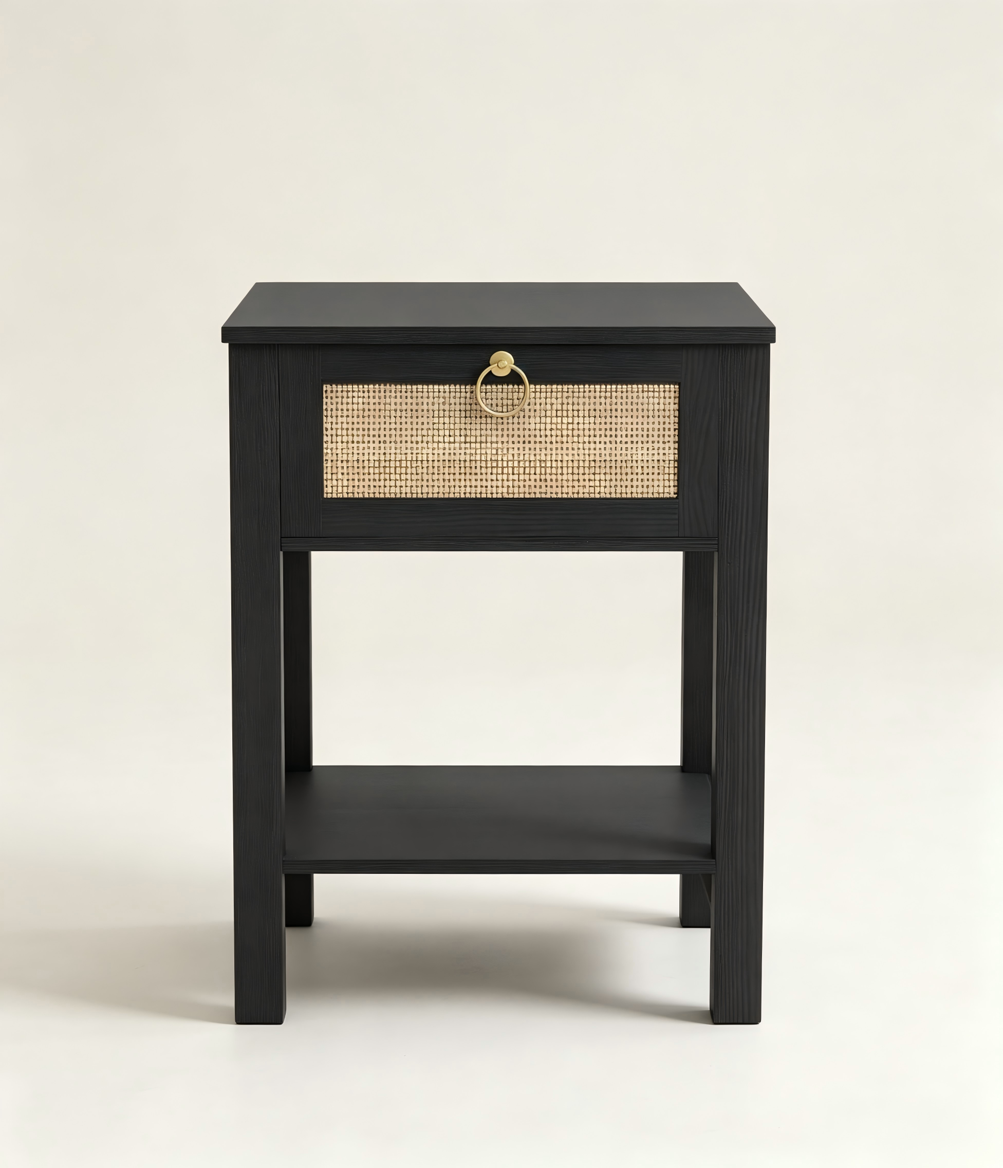 Cane-Front Side Table with Lower Shelf thumbnail view 3
