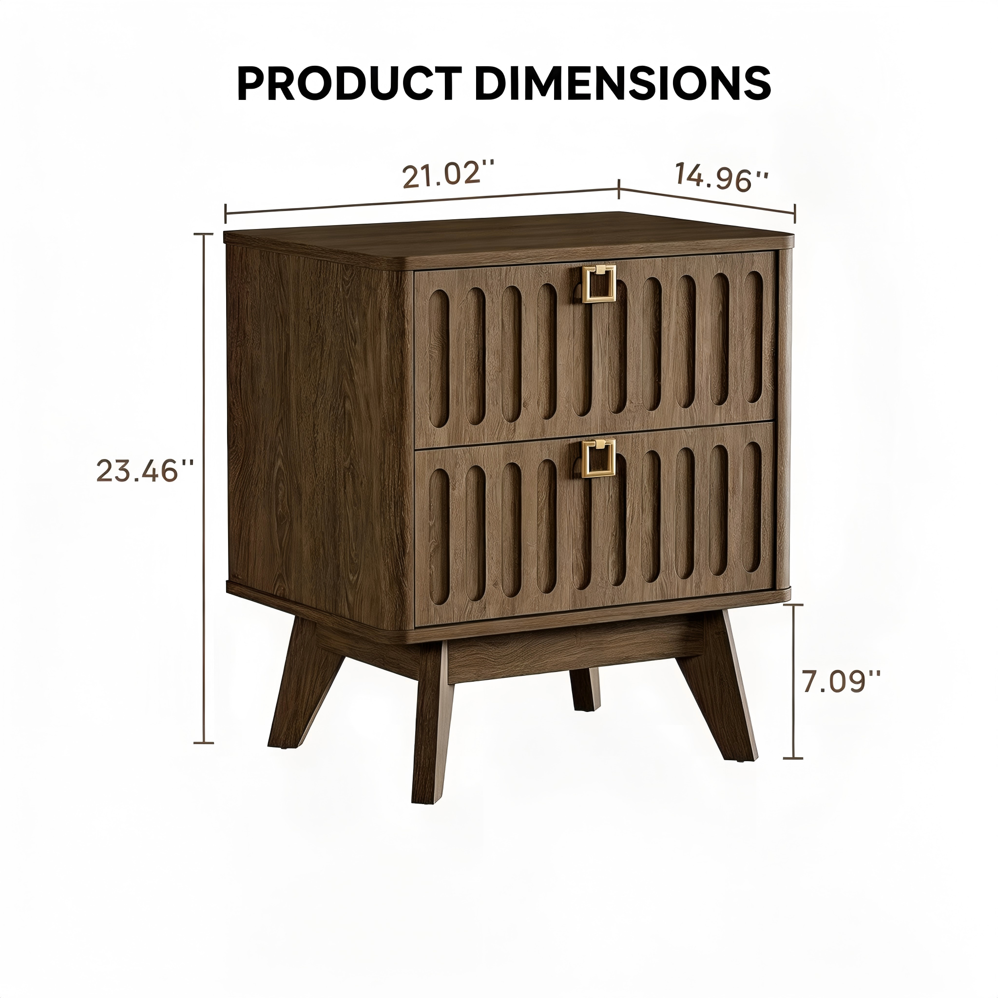 ST010 Mid-Century Two-Drawer Side Table product dimensions