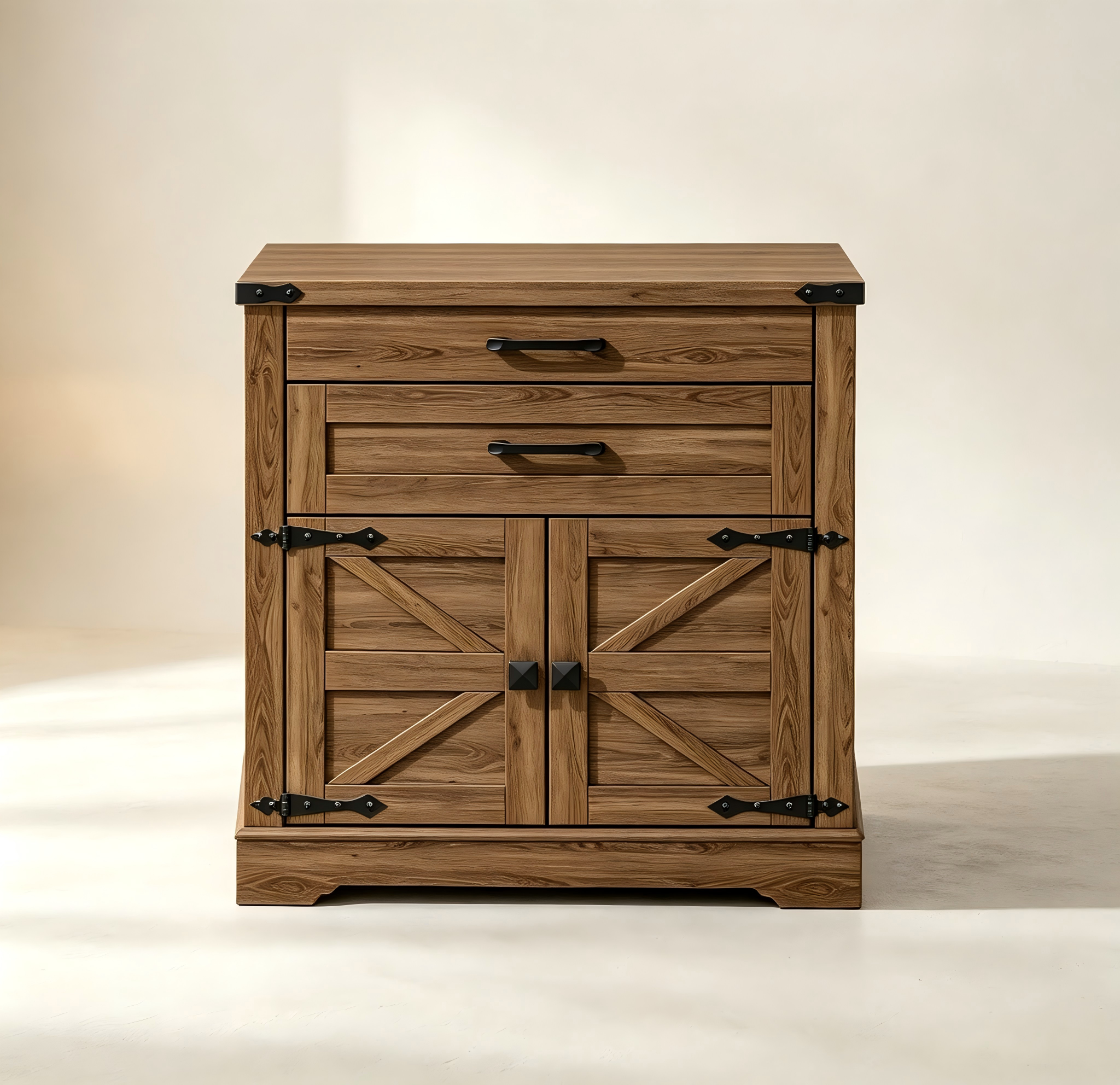 Farmhouse Side Table with Drawers and Cabinet thumbnail view 2