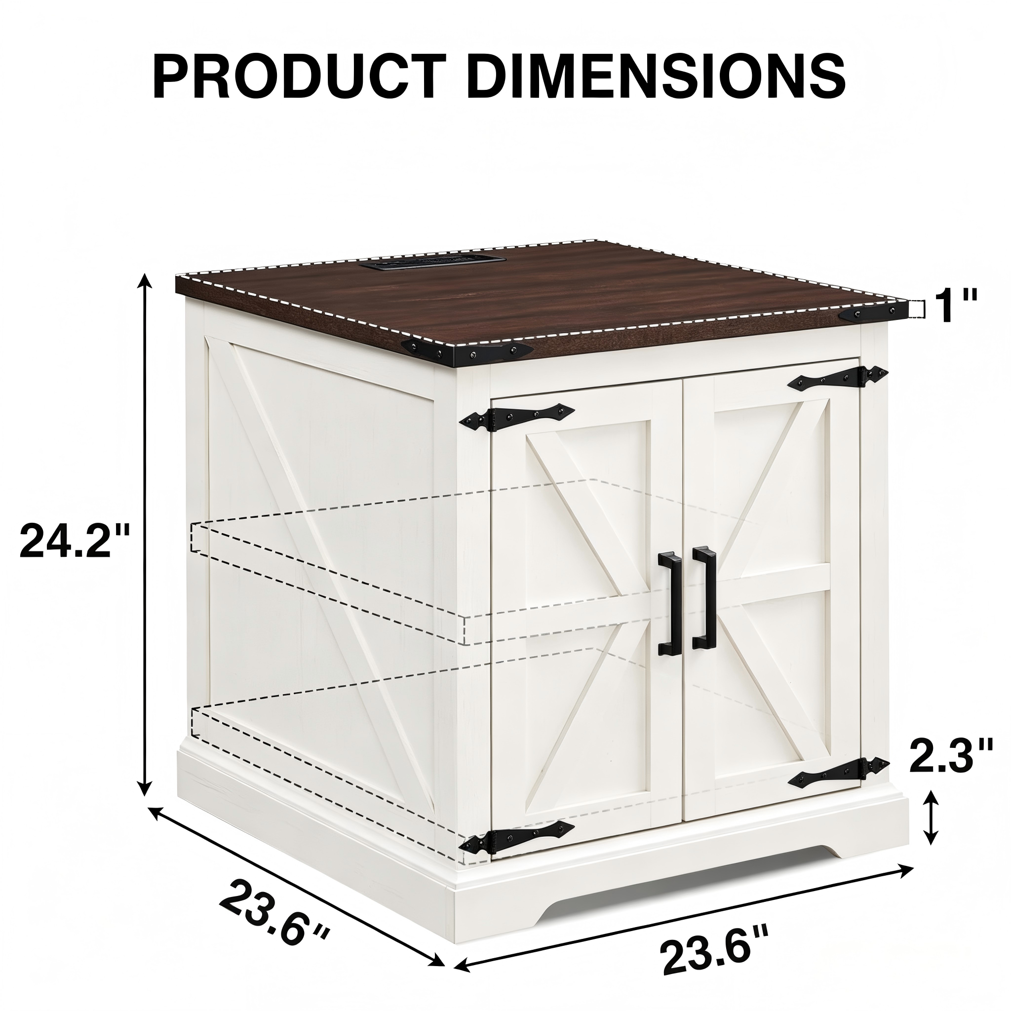 ST012 Farmhouse Two-Door Side Table product dimensions