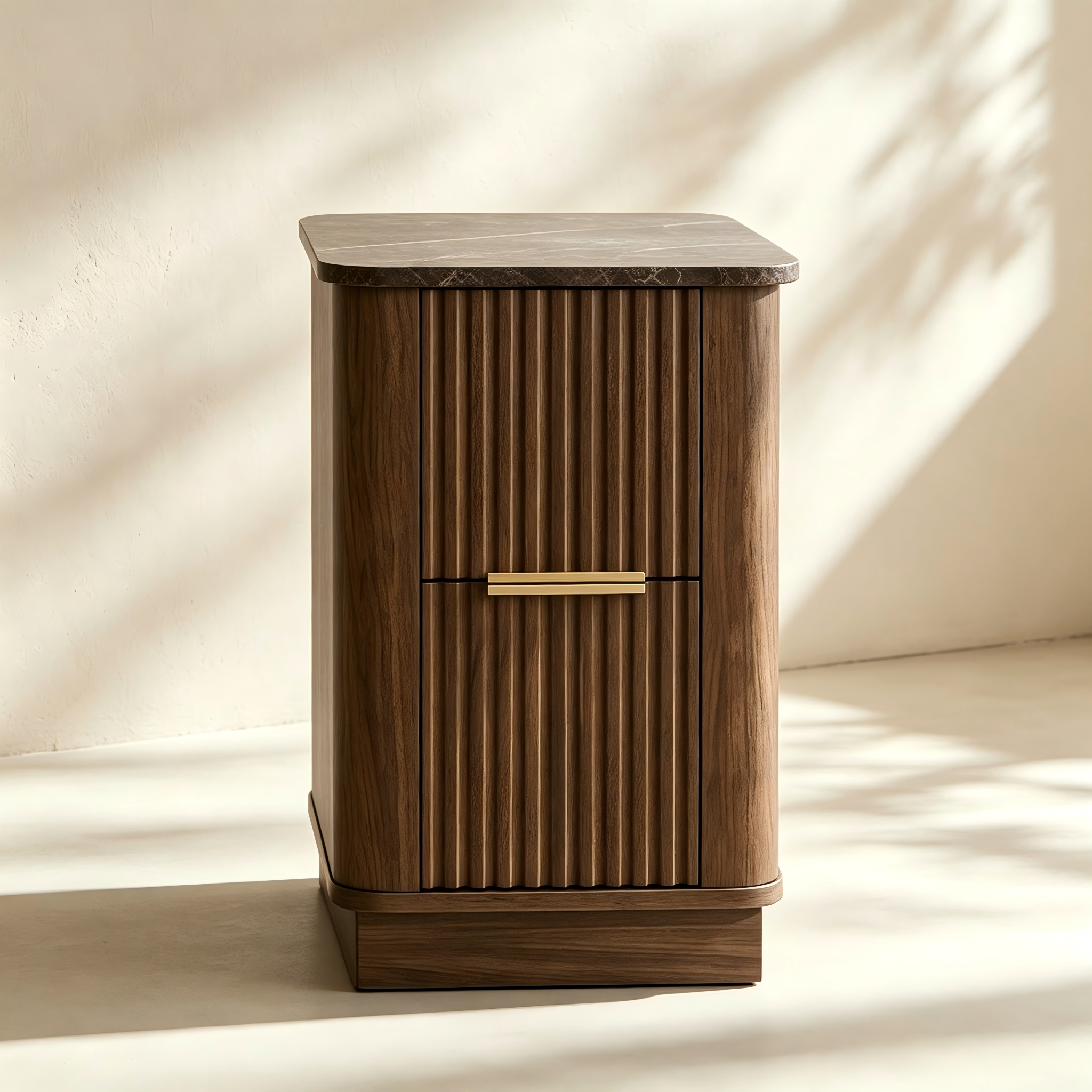 Fluted Two-Drawer Side Table thumbnail view 2