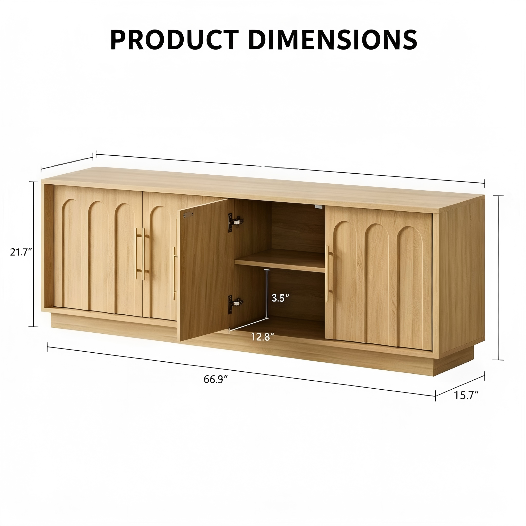 TS001 Arched Four-Door TV Stand product dimensions