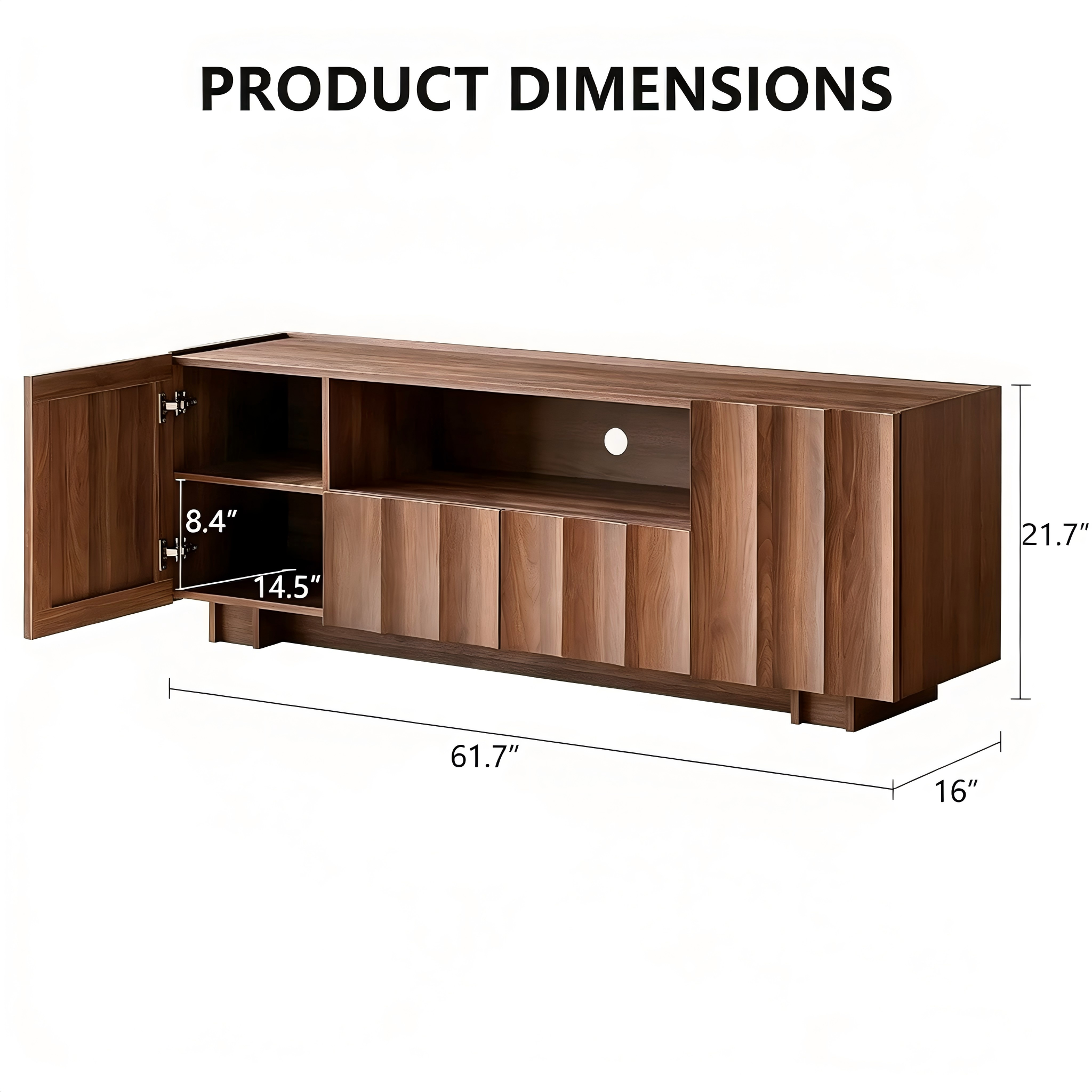 TS003 Asymmetrical Storage TV Stand product dimensions