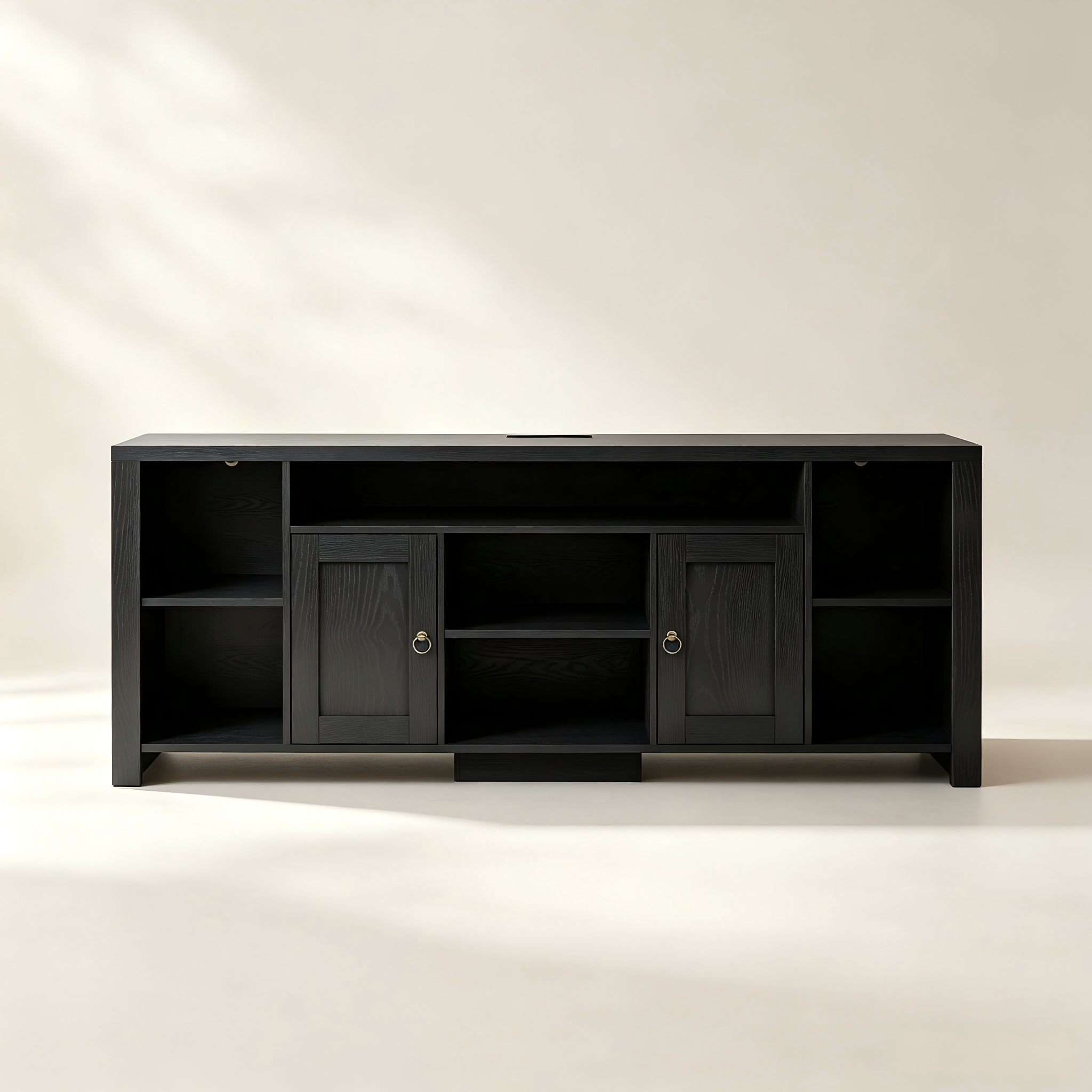 Modern LED TV Stand with Open Shelves thumbnail view 2