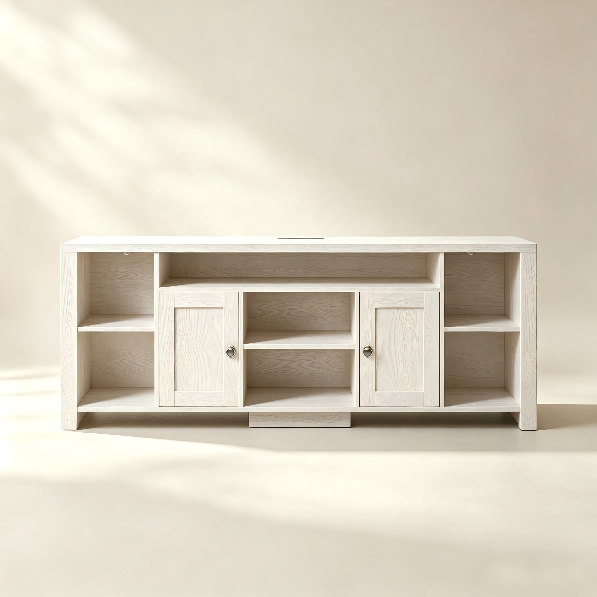 Modern LED TV Stand with Open Shelves