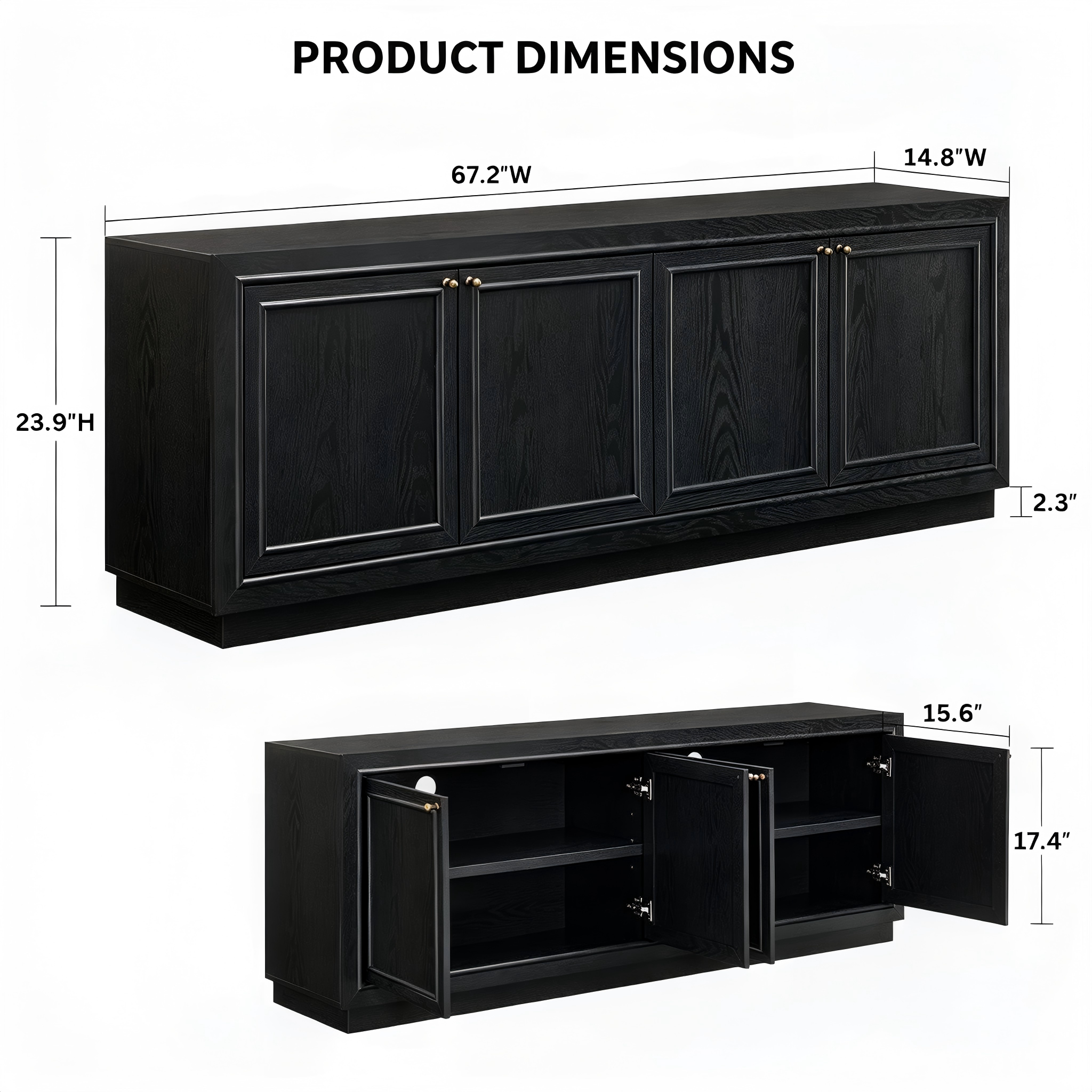 TS006 Modern Four-Door TV Stand product dimensions