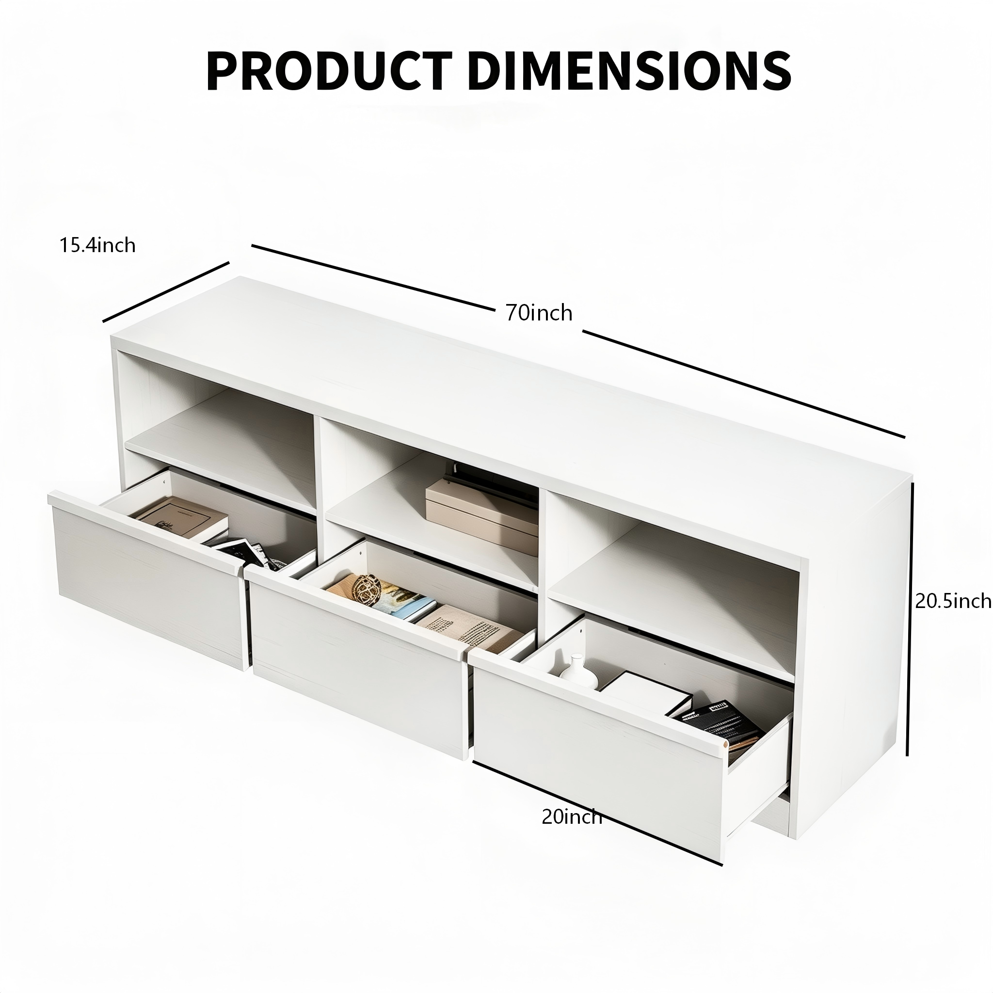 TS008 TV Stand with Drawers product dimensions