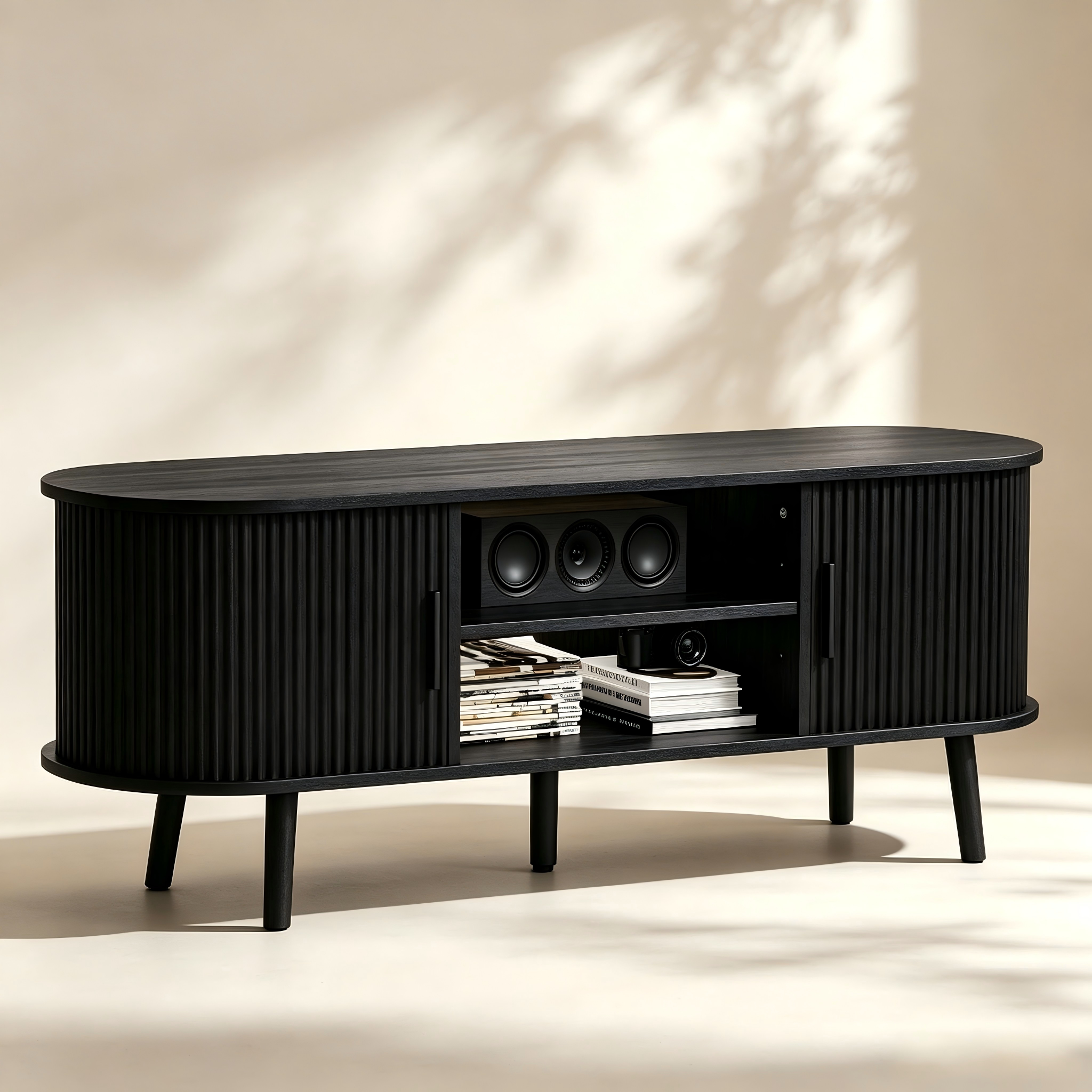 Curved Fluted TV Console