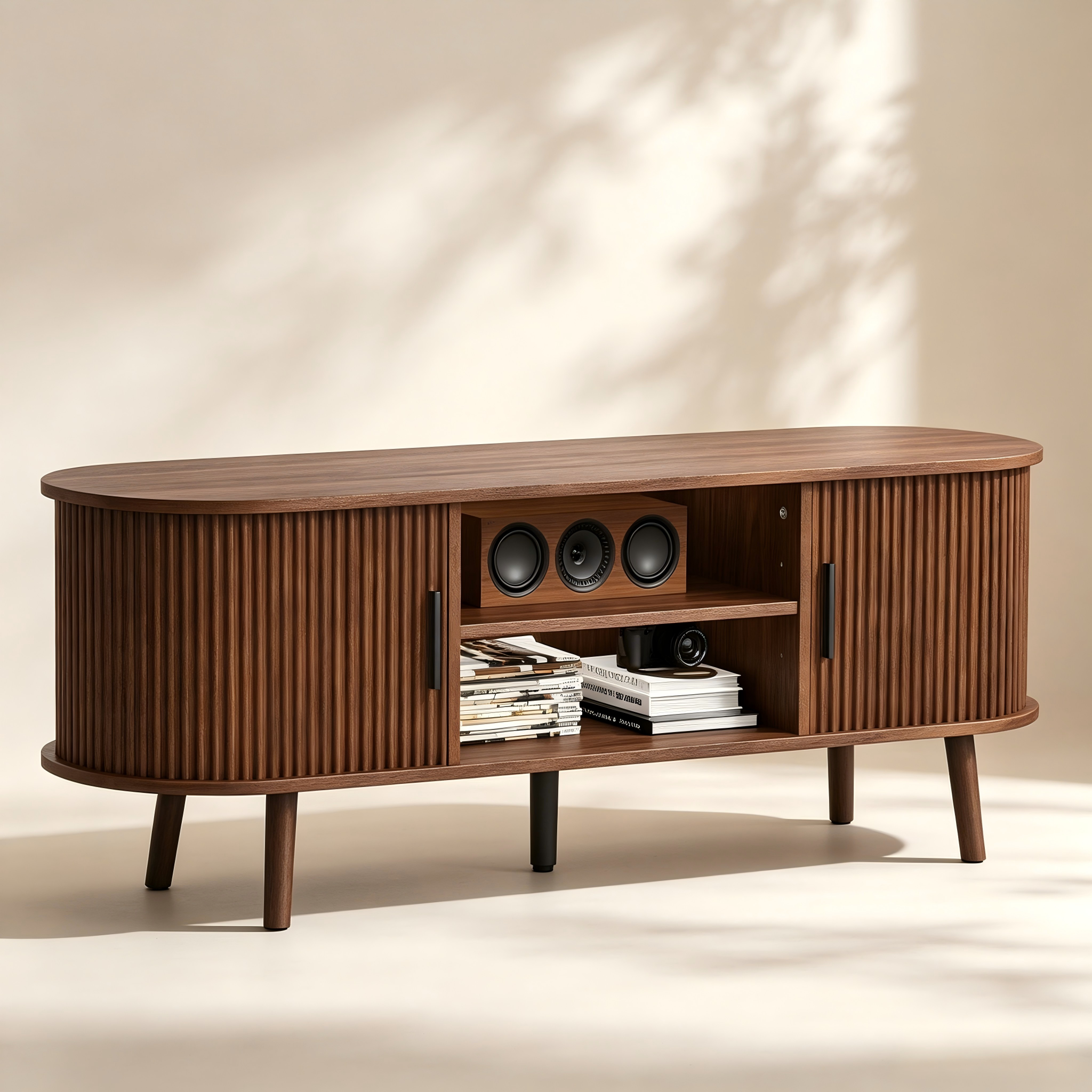 Curved Fluted TV Console thumbnail view 2