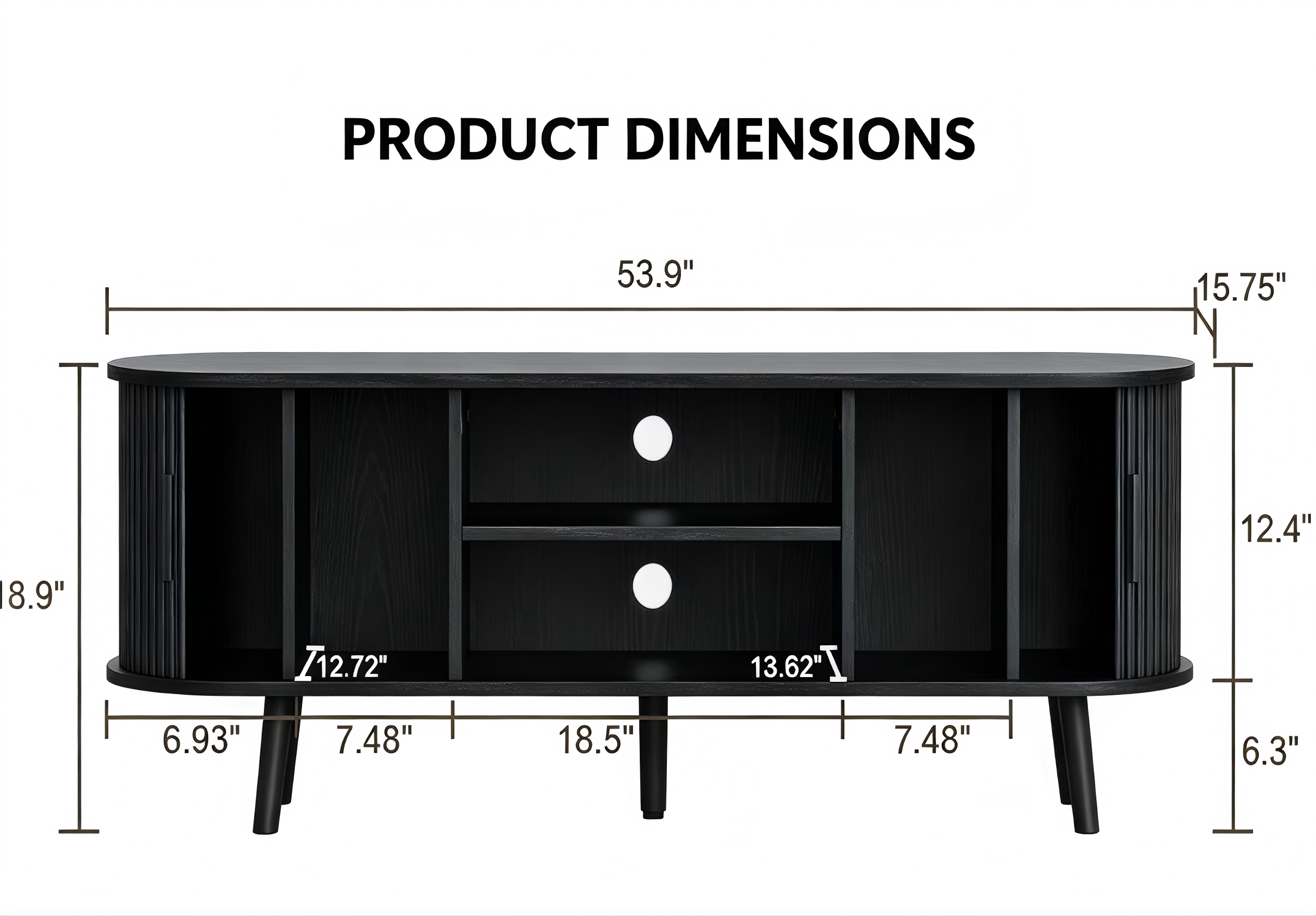 TS010 Curved Fluted TV Console product dimensions