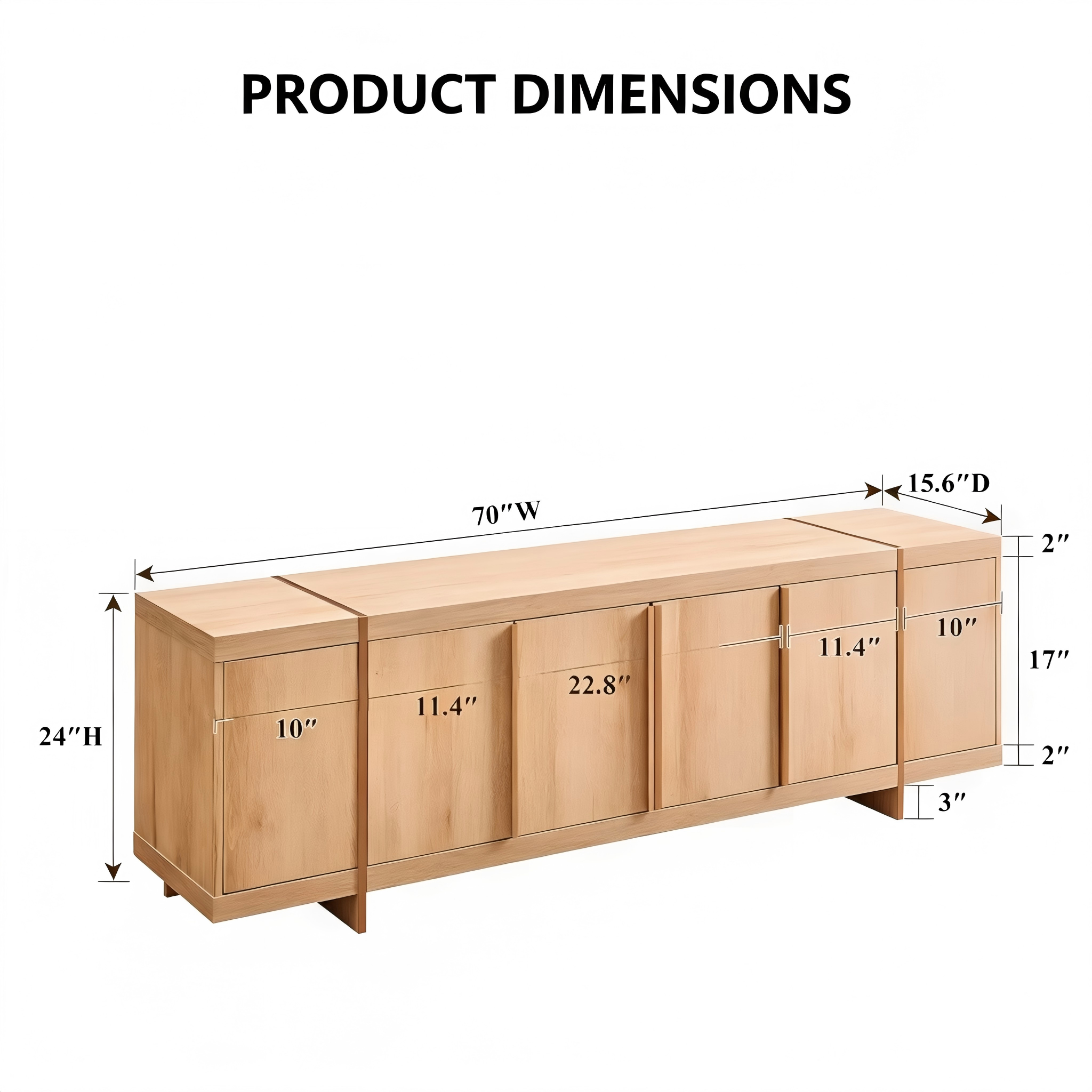 TS013 Modern Four-Door Wood TV Stand product dimensions