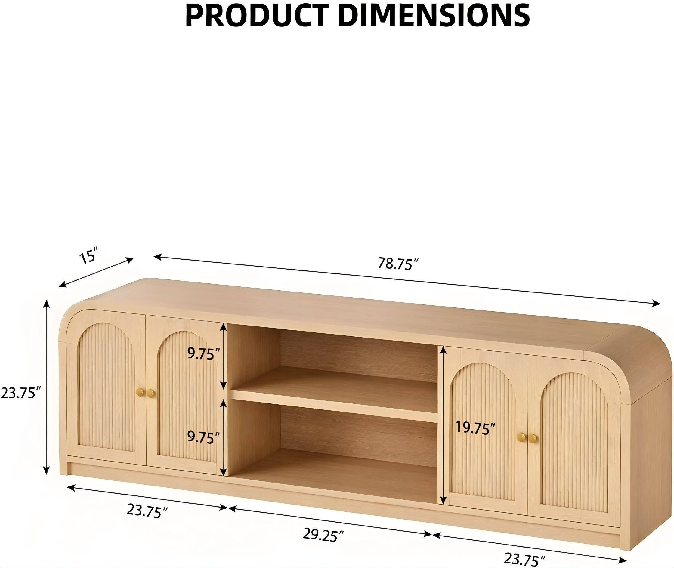 TS015 Arched Door TV Stand with Storage product dimensions