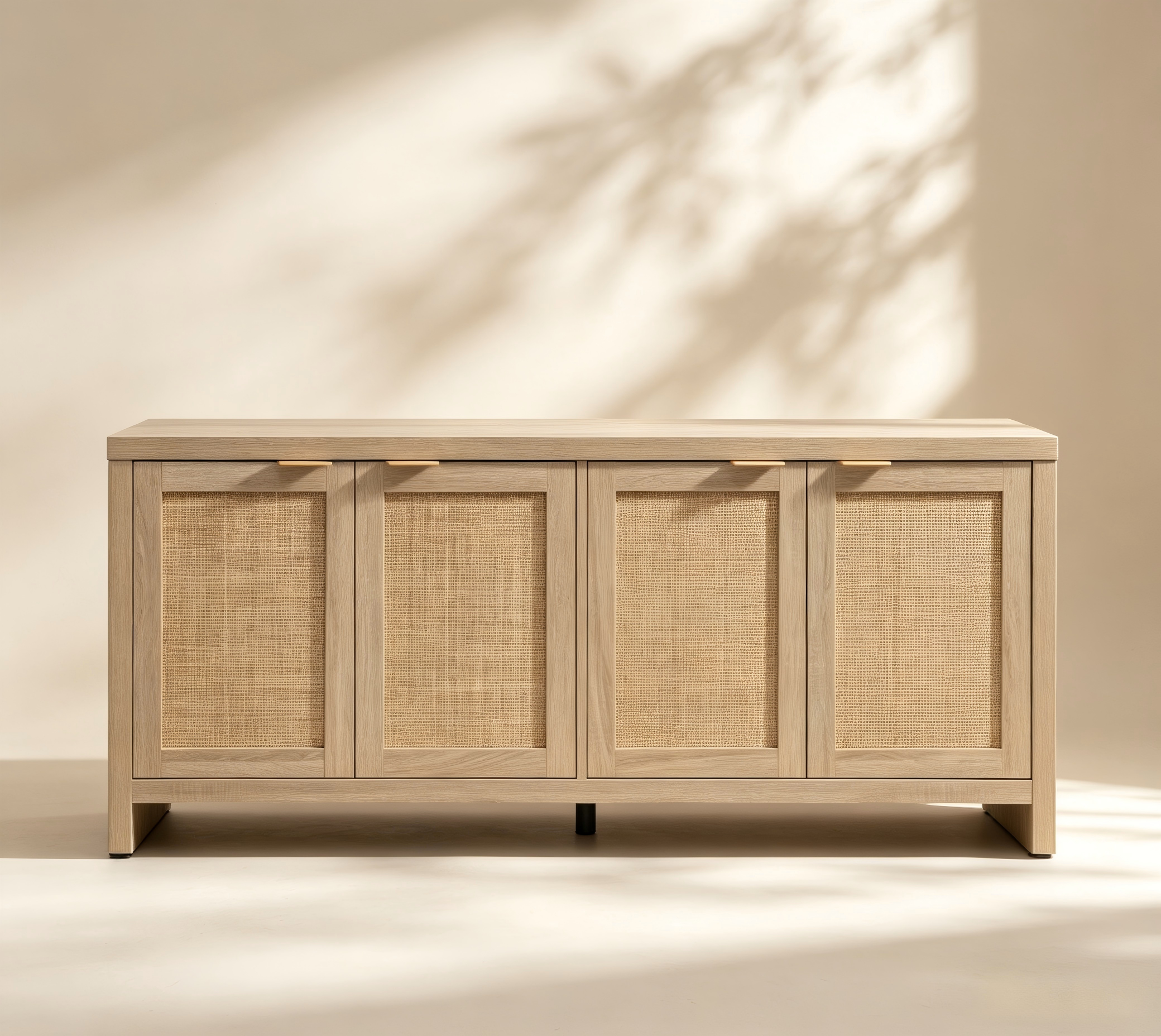 Rattan Four-Door TV Stand