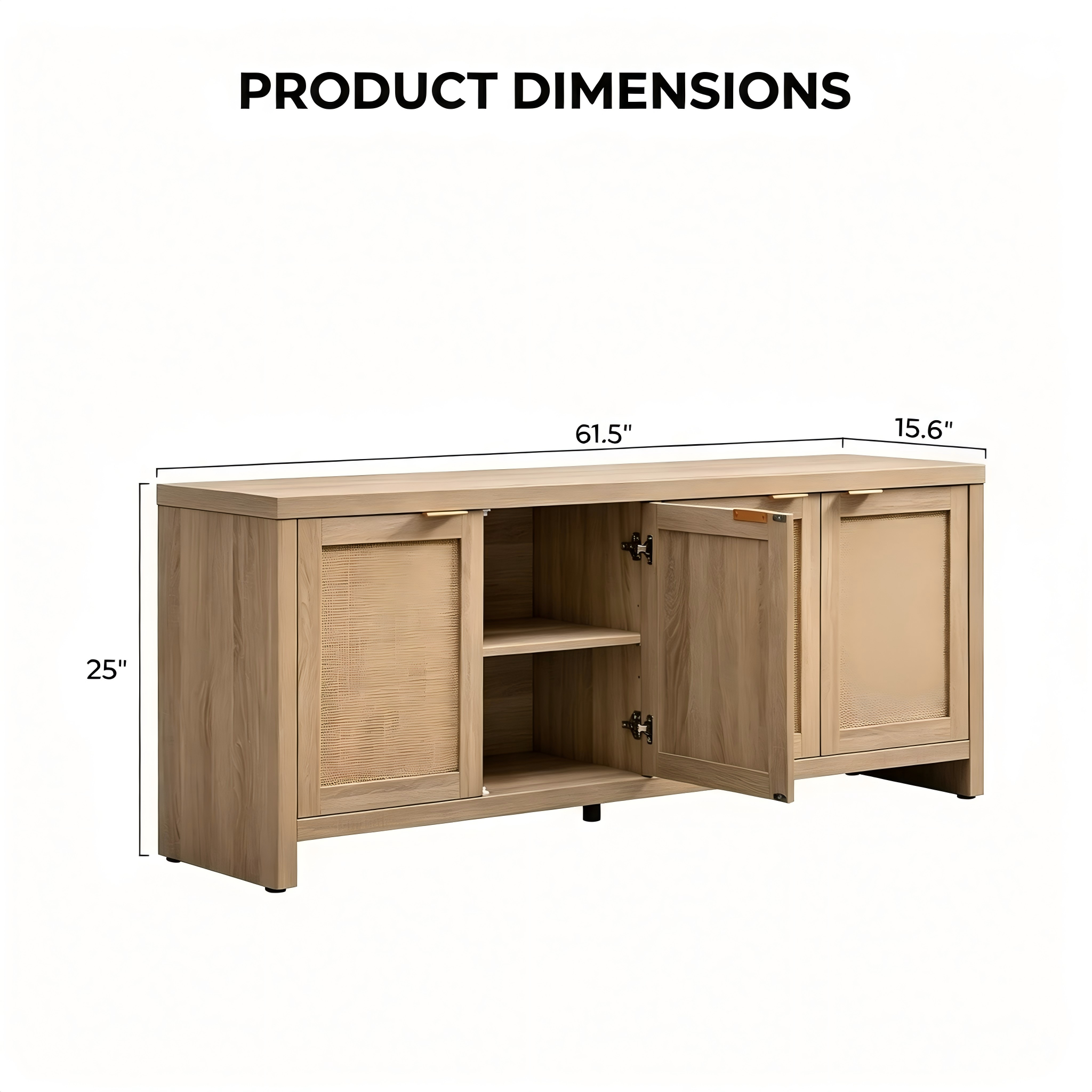 TS016 Rattan Four-Door TV Stand product dimensions