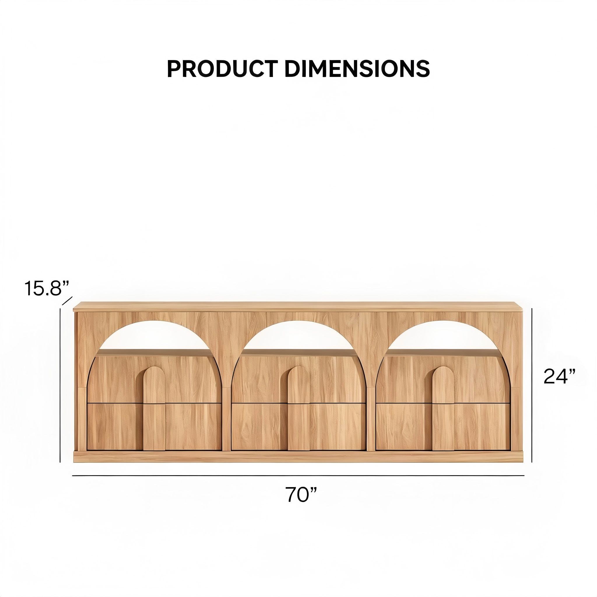 TS017 Arched Three-Door TV Cabinet product dimensions