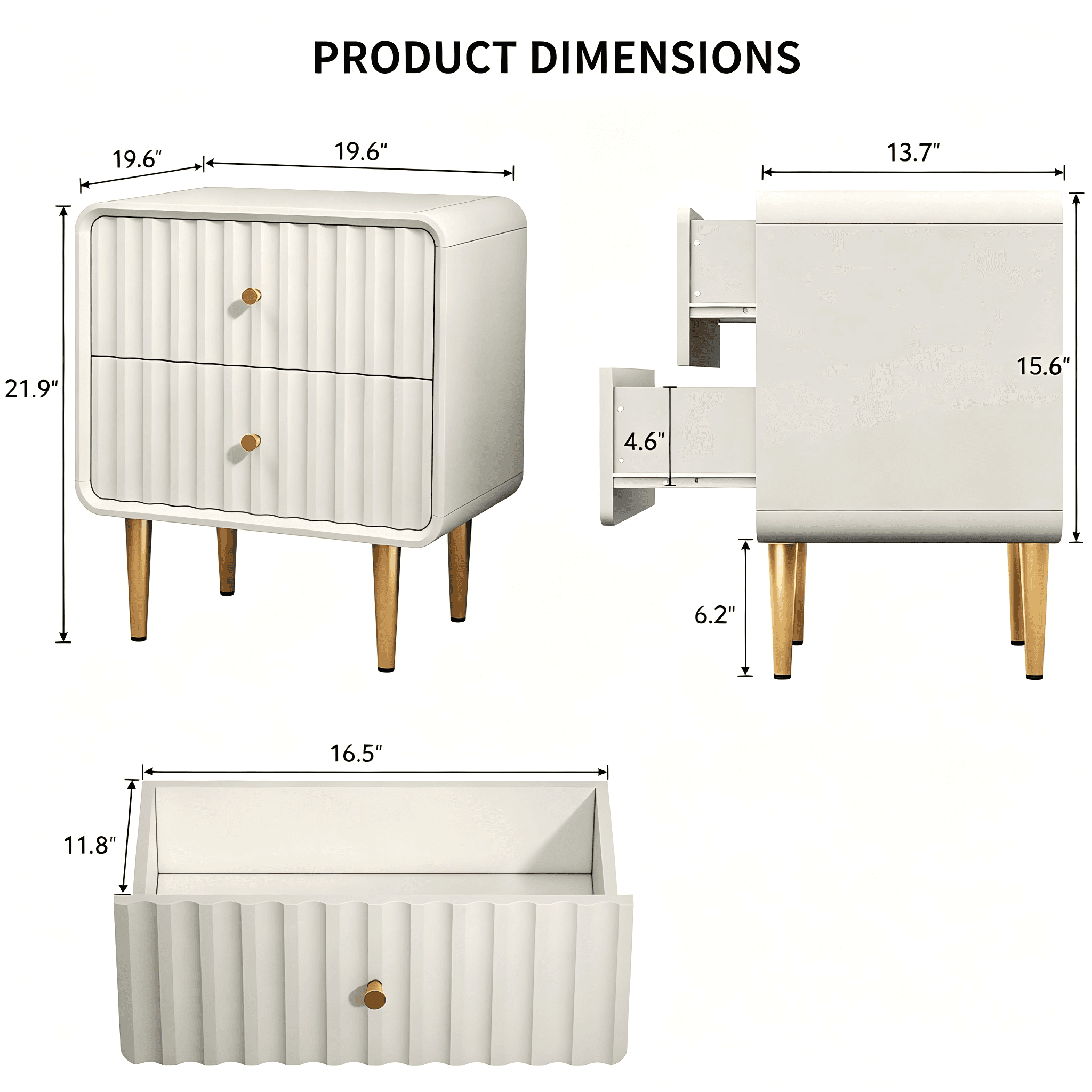 Fluted Round End Table Dimensions